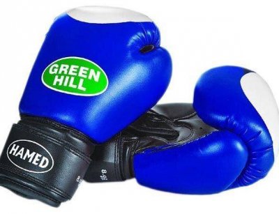 Боксерские перчатки &quot;HAMED&quot; Green Hill (синий)