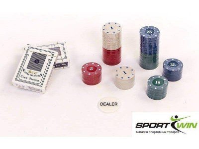 Покерный набор в металлической коробке-100 фишек IG-2033