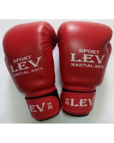 Боксерские перчатки Lev Sport (кожвинил) красные