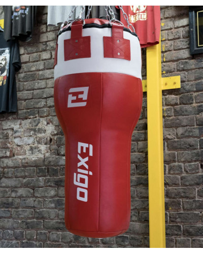 Exigo Супер Про 3,5-футовий 40 кг шкіряний кутовий боксерський мішок – червоний/білий