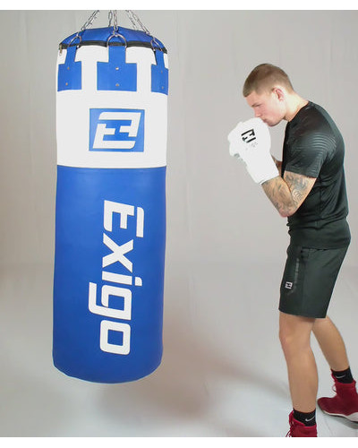Exigo Super Pro Шкіряний Боксерський Мішок 4 фути 6 дюймів 75 кг Immensus - Синій/Білий