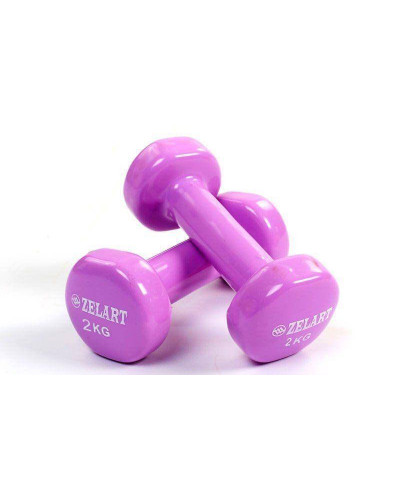Гантелі для фітнесу з вініловим покриттям Zelart Sport (2x2кг)