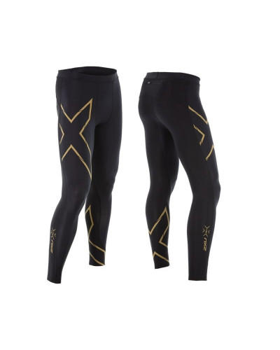 Компрессионные штаны мужские 2XU Elite MCS Run MA4411b черные с золотым логотипом