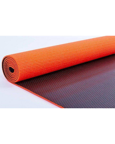 Килимок для фітнесу та йоги Yoga Mat PVC 6 мм. двухслойный (помаранчево-чорний)