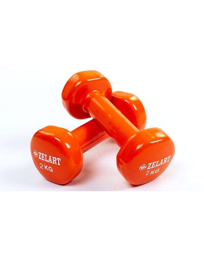 Гантелі для фітнесу з вініловим покриттям Zelart Sport (2x2кг)