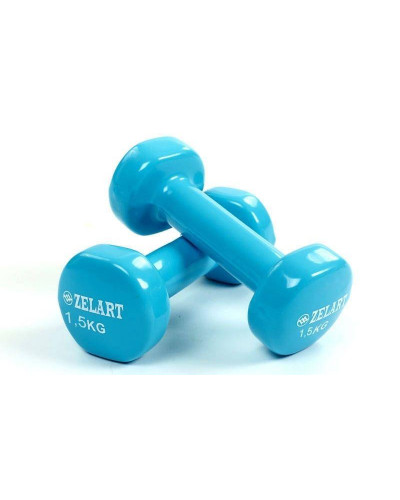 Гантелі для фітнесу з вініловим покриттям Zelart Sport (2x1,5кг)