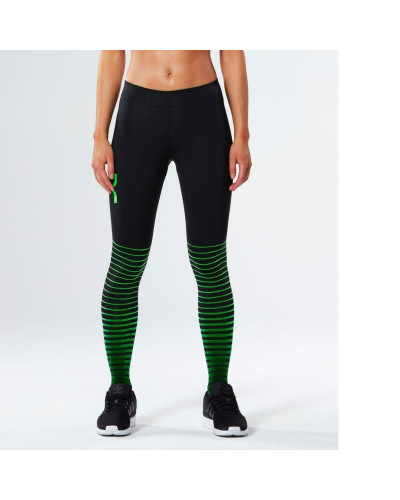 Компрессионные штаны женские 2XU Elite Power Recovery WA4418b черно-зеленые