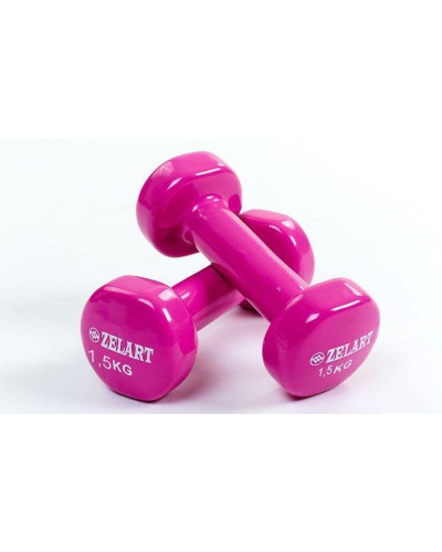 Гантелі для фітнесу з вініловим покриттям Zelart Sport (2x1,5кг)