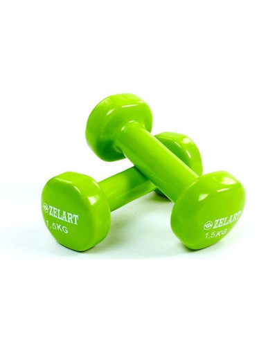 Гантелі для фітнесу з вініловим покриттям Zelart Sport (2x1,5кг)