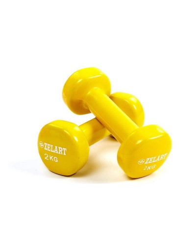 Гантелі для фітнесу з вініловим покриттям Zelart Sport (2x2кг)