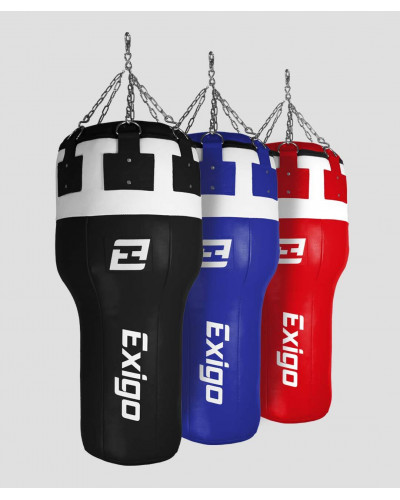 Exigo Super Pro 3.5ft 40kg Кожаный Угловой Боксерский Мешок - Черный/Белый