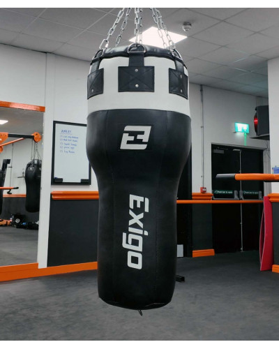 Exigo Super Pro 3.5ft 40kg Кожаный Угловой Боксерский Мешок - Черный/Белый