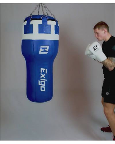 Exigo Super Pro 3.5ft 40kg Кожаный Угловой Боксерский Мешок - Синий/Белый