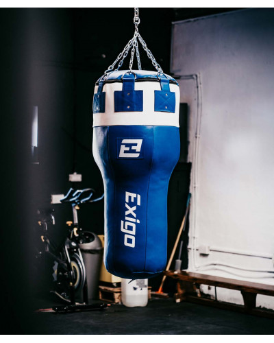 Exigo Super Pro 3.5ft 40kg Кожаный Угловой Боксерский Мешок - Синий/Белый