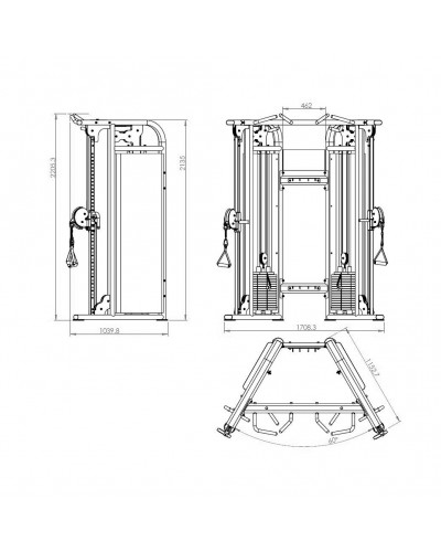 Двойной регулируемый тросовый блок Primal Performance Series, 125 кг, с двумя стеками по 125 кг Двойной регулируемый тросовый блок Primal Performance Series, 125 кг, с двумя стеками по 125 кг