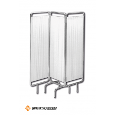 Ширма триекранна, хромована сталь, біла тканина, 195×185 см S07106