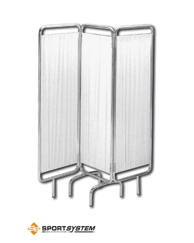 Ширма триекранна, хромована сталь, біла тканина, 195×185 см S07106
