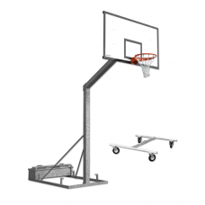 Монодубулярна баскетбольна стійка мобільна з оцинкованої сталі, щити HPL, винос 165 см S04038