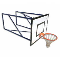 Настінна мінібаскетбольна конструкція, лакована сталева рама, деревностружковий щит 120×90×18 мм, стаціонарне кільце зі сіткою S04152