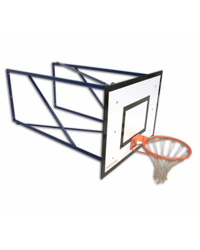 Настінна мінібаскетбольна конструкція, лакована сталева рама, деревностружковий щит 120×90×18 мм, стаціонарне кільце зі сіткою S04152