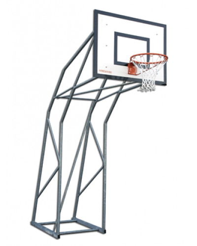 Мінібаскетбольна конструкція із кріпленням до ґрунту, оцинкована сталь, щит HPL 120×90×10 мм, стаціонарне кільце зі сіткою S04154