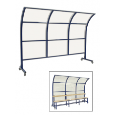 Захисний екран для суддівського столу та лави гравців, трубчаста сталь, полікарбонат 3 мм, мобільний, колеса, S04266