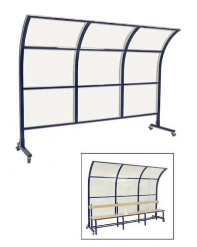 Захисний екран для суддівського столу та лави гравців, трубчаста сталь, полікарбонат 3 мм, мобільний, колеса, S04266