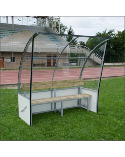 Командний навіс, оцинкована сталь, полікарбонат 3 мм, HPL, лави/пластикові сидіння, 200×120 см, S04404