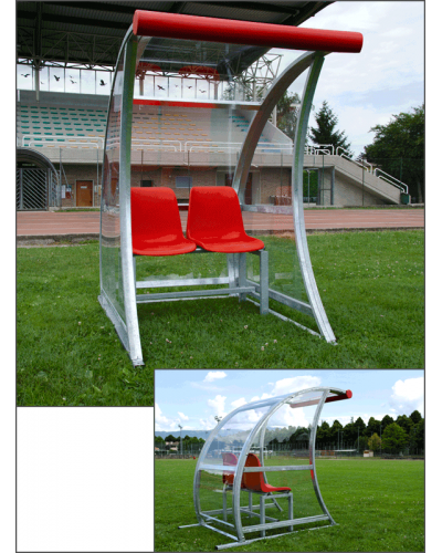 Командний навіс зменшеної висоти 165 см, оцинкована сталь, прозорі панелі, поліпропіленові сидіння S04422