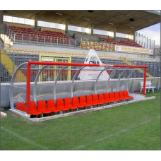 Командний навіс для встановлення над нішею, оцинкована сталь, прозорі панелі, кольорові сидіння, м’які захисні накладки S04430