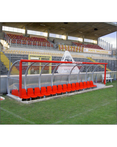 Командний навіс для встановлення над нішею, оцинкована сталь, прозорі панелі, кольорові сидіння, м’які захисні накладки S04430