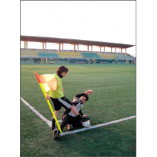 Білий пластиковий гнучкий кутовий стовпчик Ø 30 мм з жовтим прапорцем 60×40 см S04588