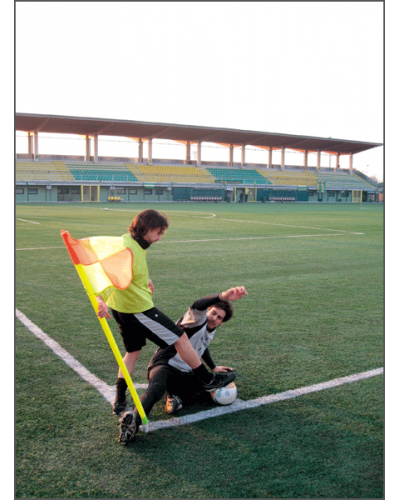 Білий пластиковий гнучкий кутовий стовпчик Ø 30 мм з жовтим прапорцем 60×40 см S04588