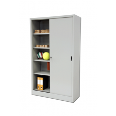 Шафа для обладнання сталева, 4 полиці, розсувні дверцята, 120×45×200 см S07006