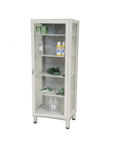 Медична шафа скляна, 1 двері, 4 полиці, 60×40×160 см S07102