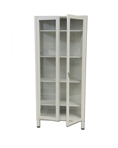 Медична шафа скляна, 2 двері, 4 полиці, 60×40×160 см S07104
