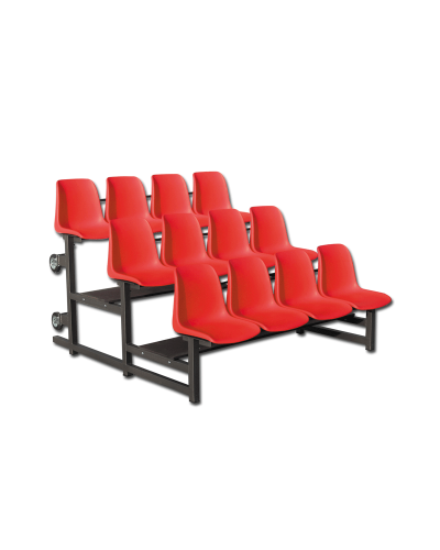 Компактна трибуна для залу 2 м 3 ряди 12 сидінь поліпропілен S07668