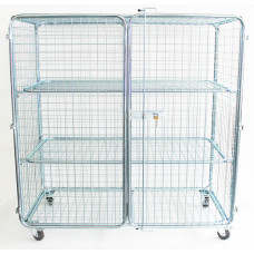 Візок для обладнання мобільний, оцинкована сталева сітка, 2 полиці, 155×75×160 см S07008