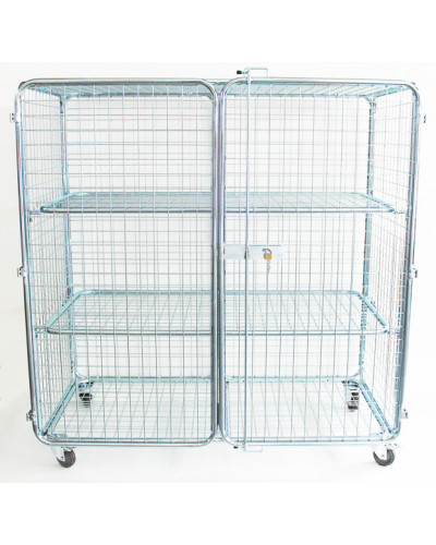 Візок для обладнання мобільний, оцинкована сталева сітка, 2 полиці, 155×75×160 см S07008