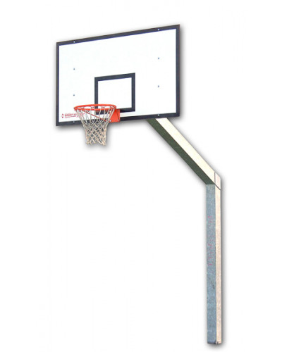 Монодубулярна баскетбольна стійка з гільзами, оцинкована сталь 150×150 мм, щит HPL 180×105 см S04030
