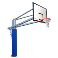 Монодубулярна баскетбольна стійка з гільзами та регулюванням висоти, оцинкована сталь 200×200 мм, щит HPL 180×105 см S04036
