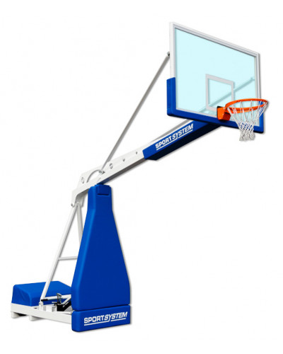 Переносна конструкція Hydroplay Club, винос 225 см, електрогідравлічне регулювання з електричним насосом, скляні щити, сертифікат FIBA S04120