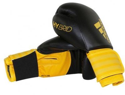 Боксерские перчатки Adidas Hybrid 300 (черно-желтые)