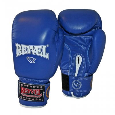 Боксерские перчатки Reyvel Pro Leather синие 