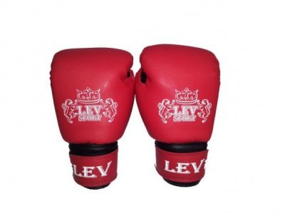 Боксерские перчатки Lev Sport (кожзам, манжет 8 см) красные