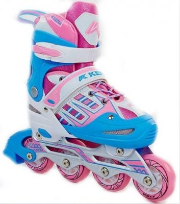 Роликовые коньки раздвижные детские Kepai F1-F1 (голубой с розовым)