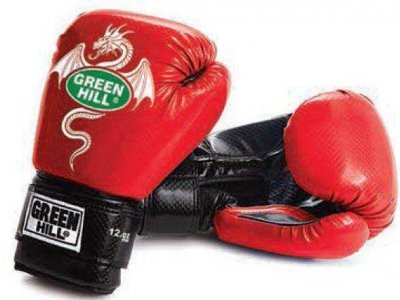 Боксерские перчатки "DRAGON" Green Hill (красные)