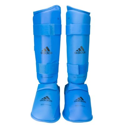 Защита голени и стопы для каратэ Adidas WKF синяя