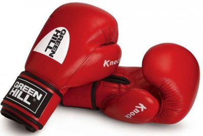 Боксерские перчатки "KNOCK" ФБУ Green Hill (красные)