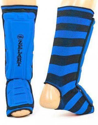 Защита голени и стопы для единоборств Zelart Sport ZB-4218-BL (синяя)